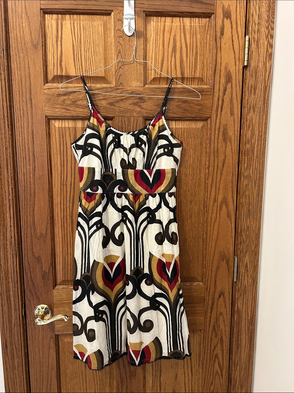 GAP Spaghetti-Strap Mini Dress in Black, Cream, Red & Gold